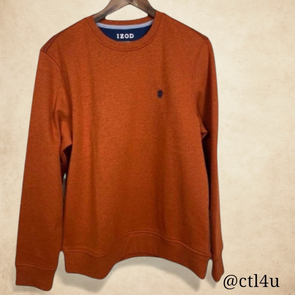 IZOD Advantage Performance Fleece Crewneck Pumpkin Orange  Sweatshirt Men's S